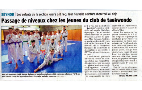 Presse local - Passage de grade club de Seynod